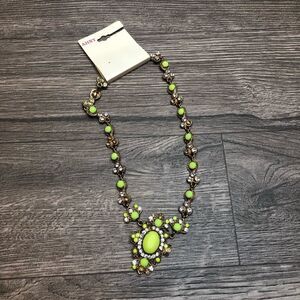 2/$20 Lime Yellow Green jewel stone necklace neon